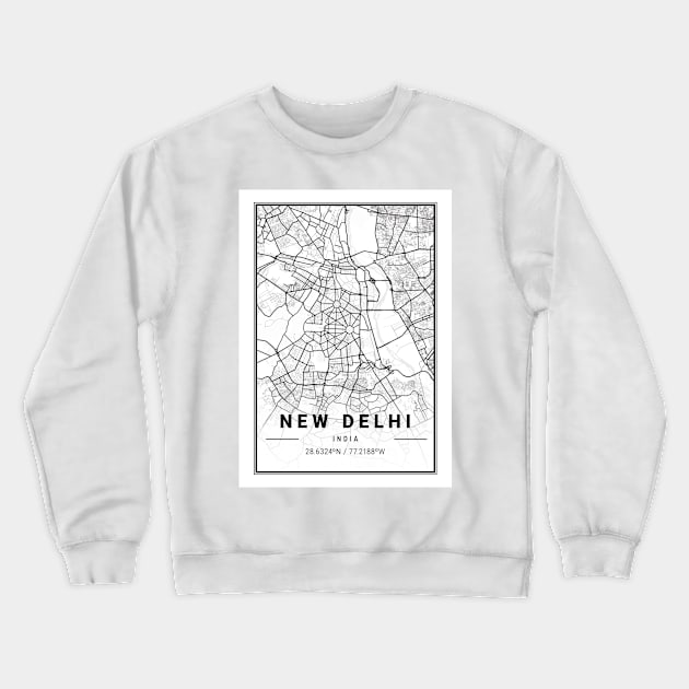 New Delhi Light City Map Crewneck Sweatshirt by tienstencil